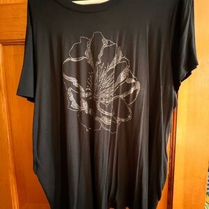 Black Floral Graphic Women's Top